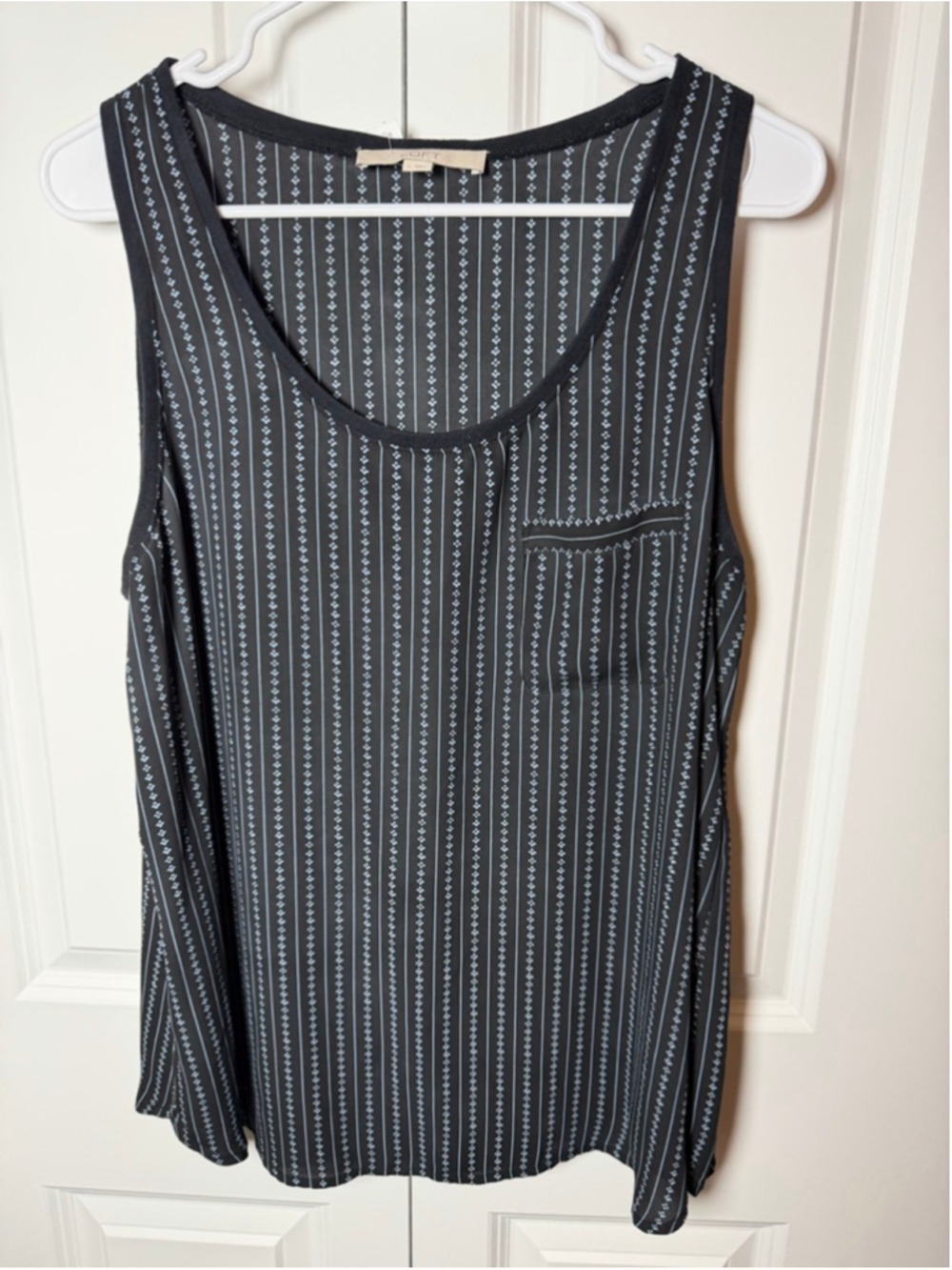 LOFT Black & White Striped Tank Top - Size L